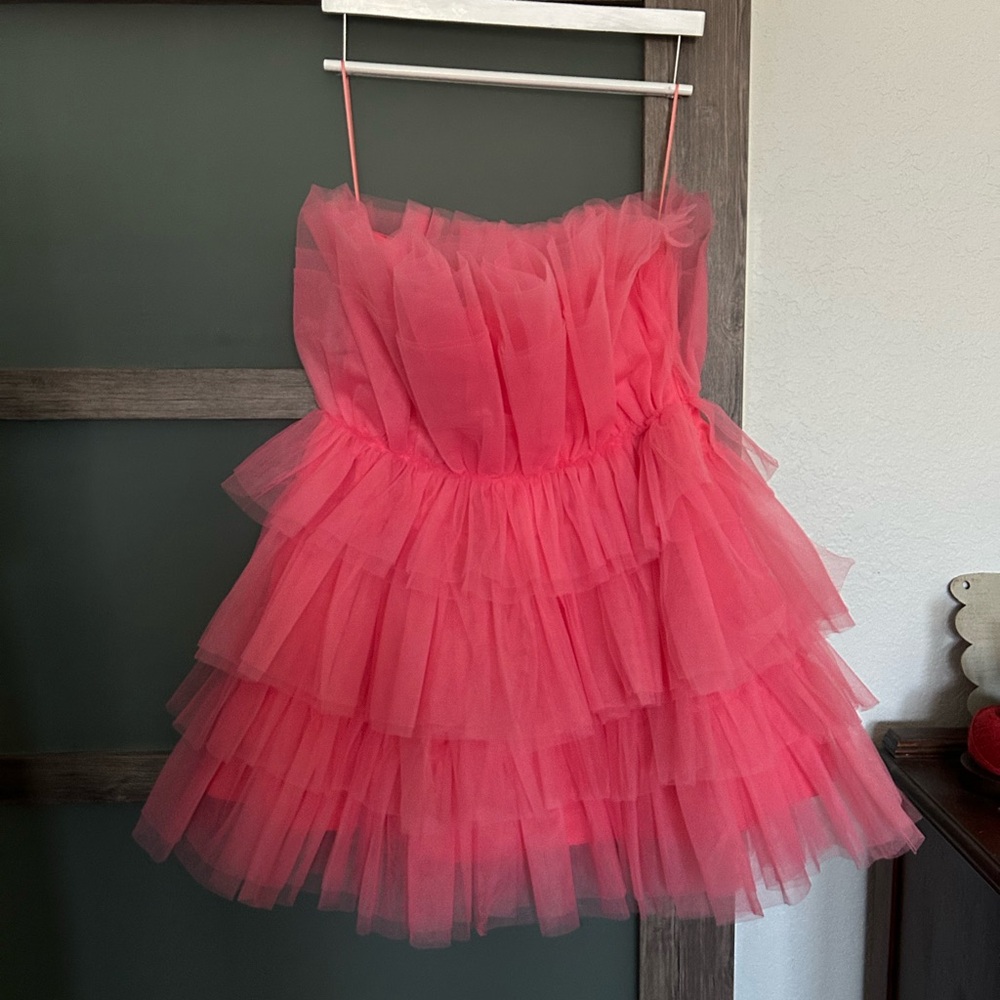 NWT Mable | Pink Tulle Layered Mini Dress-Size L - Picture 3 of 6